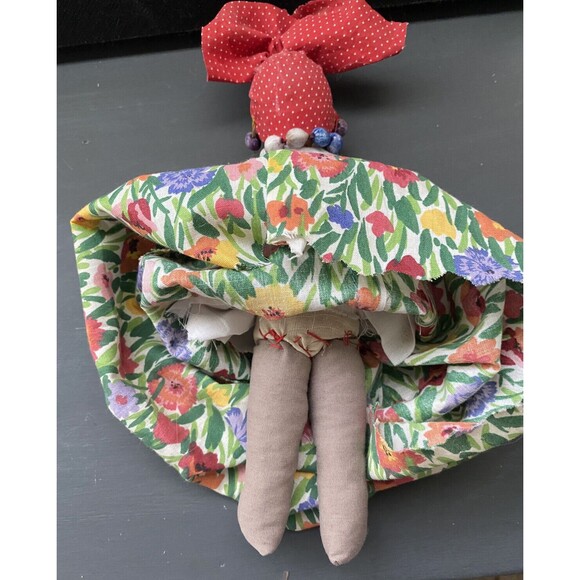 African Caribbean Doll Cloth Ragdoll Handmade Folk Art Seed Necklace Colorful 9" - Picture 3 of 3
